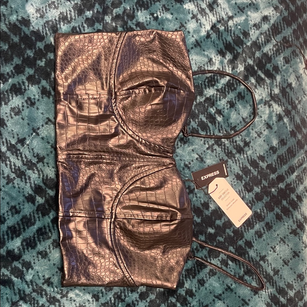 NWT Express Shiny Croc-Embossed Bustier XL